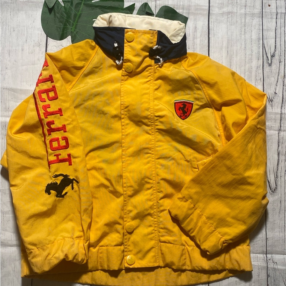FERRARI Windbreaker jacket hooded black boys sz 8